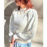 白 | ビジューラメニットプルオーバー | axes femme