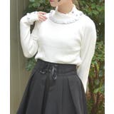 白 | バイカラーフリルローズニット | axes femme