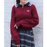 ワイン | レース×バイカラーニットポロ | axes femme