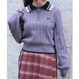 チャコール | レース×バイカラーニットポロ | axes femme