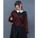 ワイン | クロスジャカードニットカーディガン | axes femme