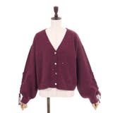 ワイン | スパンコールニットカーディガン | axes femme