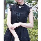 黒 | ローズ×リボン装飾切替タンク | axes femme