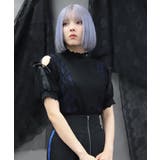 黒 | バイカラー肩あきカットプルオーバー | axes femme