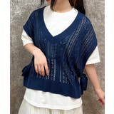 紺 | ニットベスト×半袖Tセット | axes femme