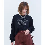 黒 | レース使いラインストーンプルオーバー | axes femme