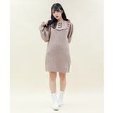 茶 | ブロッキングフリルニットワンピース | axes femme