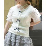 白 | ローズ×リボンカットカーデ | axes femme
