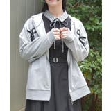 杢グレー | UVカットレースアップWジップパーカー | axes femme