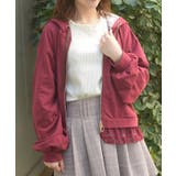 ワイン | 裾レースショートパーカー | axes femme