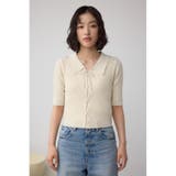 レースアップ5分袖ポロカラーニット | AZUL BY MOUSSY | 詳細画像4