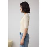 レースアップ5分袖ポロカラーニット | AZUL BY MOUSSY | 詳細画像5