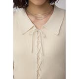 レースアップ5分袖ポロカラーニット | AZUL BY MOUSSY | 詳細画像7