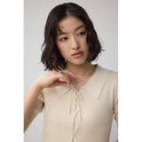 レースアップ5分袖ポロカラーニット | AZUL BY MOUSSY | 詳細画像1