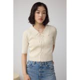 レースアップ5分袖ポロカラーニット | AZUL BY MOUSSY | 詳細画像2