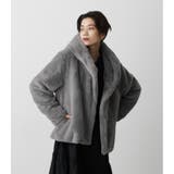 GRY | FLUFFY HOODIE SHORT COAT | AZUL BY MOUSSY