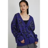 柄PUR5 | レトロフラワージャガードカーディガン | AZUL BY MOUSSY