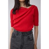 RED | ドレープデザイン5分袖リブニット | AZUL BY MOUSSY