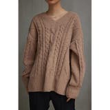 BEG | シェニールケーブルVネックニットトップス | AZUL BY MOUSSY