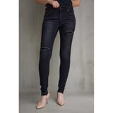 L/BLK1 | AZUL DENIM/15TH リペアスキニーデニム | AZUL BY MOUSSY
