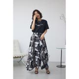 幾何学柄ギャザードロストスカート | AZUL BY MOUSSY | 詳細画像3