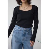 BLK | ダイヤネック長袖リブトップス | AZUL BY MOUSSY