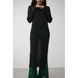 BLK | CROCHET SLIT LONG KNIT TOPS | AZUL BY MOUSSY