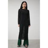 CROCHET SLIT LONG KNIT TOPS | AZUL BY MOUSSY | 詳細画像3