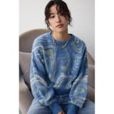 柄BLU5 | マーブルクロップドジャガードニット | AZUL BY MOUSSY
