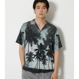 柄BLK5 | PALM TREE ALOHA SHIRT | AZUL BY MOUSSY