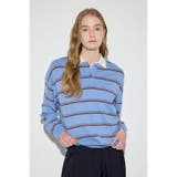 カシミヤミックスポロカラーボーダーニット | AZUL BY MOUSSY | 詳細画像15 