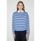 カシミヤミックスポロカラーボーダーニット | AZUL BY MOUSSY | 詳細画像18