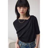 BLK | ドレープデザイン5分袖リブニット | AZUL BY MOUSSY