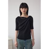 ドレープデザイン5分袖リブニット | AZUL BY MOUSSY | 詳細画像14