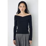 BLK | クロスデザイン長袖ニットトップス | AZUL BY MOUSSY