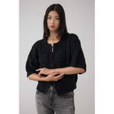 Wジップ5分袖ツイードニット | AZUL BY MOUSSY | 詳細画像3 
