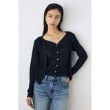 BLK | フロントギャザーレイヤードカットカーディガン | AZUL BY MOUSSY
