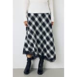 柄BLK5 | レースドッキングチェックバイアススカート | AZUL BY MOUSSY