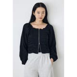 BLK | 2WAYオフショルダブルジップドビーブラウス | AZUL BY MOUSSY