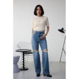 ハーフスリーブクルーネックリブトップス | AZUL BY MOUSSY | 詳細画像4