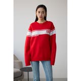 L/RED1 | ラインジャガードロゴニット | AZUL BY MOUSSY