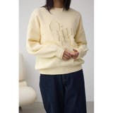 L/YEL1 | ロゴ刺繍ニットトップス | AZUL BY MOUSSY