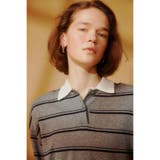 柄GRY5 | カシミヤミックスポロカラーボーダーニット | AZUL BY MOUSSY