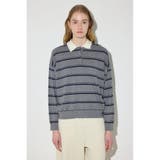 カシミヤミックスポロカラーボーダーニット | AZUL BY MOUSSY | 詳細画像30 