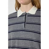 カシミヤミックスポロカラーボーダーニット | AZUL BY MOUSSY | 詳細画像33
