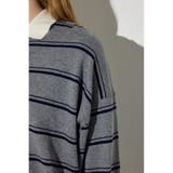 カシミヤミックスポロカラーボーダーニット | AZUL BY MOUSSY | 詳細画像34