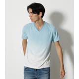 柄BLU5 | LEAF PILE GRADATION V/N TEE | AZUL BY MOUSSY