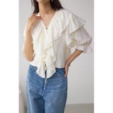 ラッフルフリル5分袖ブラウス | AZUL BY MOUSSY | 詳細画像1 