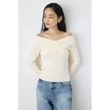 O/WHT1 | クロスデザイン長袖ニットトップス | AZUL BY MOUSSY