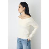 クロスデザイン長袖ニットトップス | AZUL BY MOUSSY | 詳細画像1